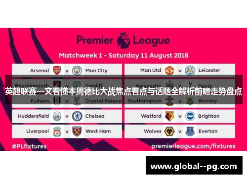 英超联赛一文看懂本周德比大战焦点看点与话题全解析前瞻走势盘点